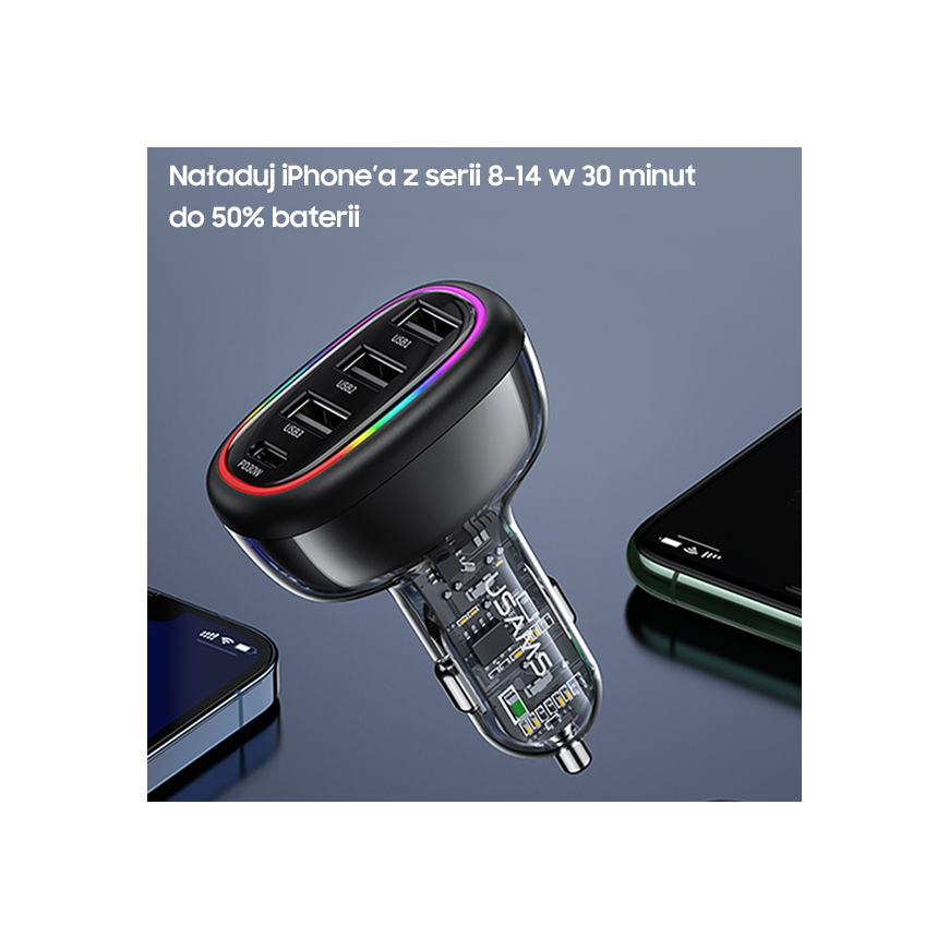 USAMS Ład. same 1xUSB-C 3xUSB-A C34 48W 3A+C PD Fast Charge black|black CC170CC01 (US-CC170) – 5
