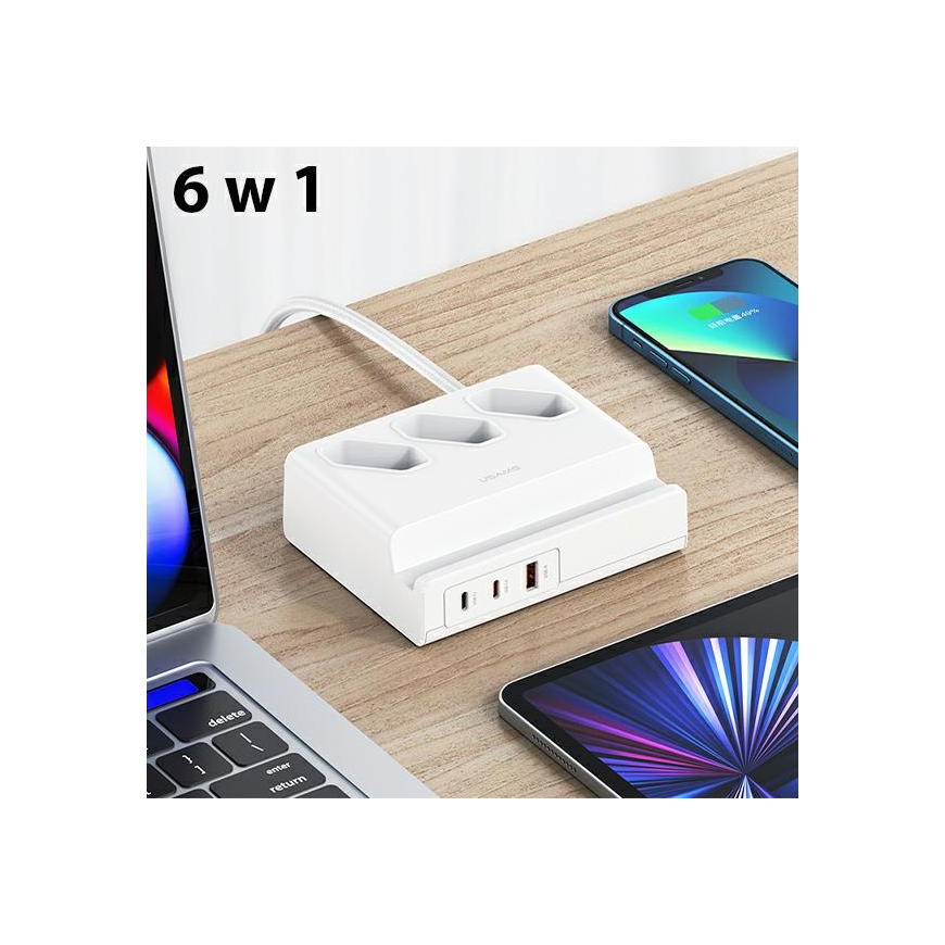 USAMS Listwa zasilająca 65W Super Si Fast Charging USB Extension Socket EU balta|baltas CC160TC01 (US-CC160) – 2
