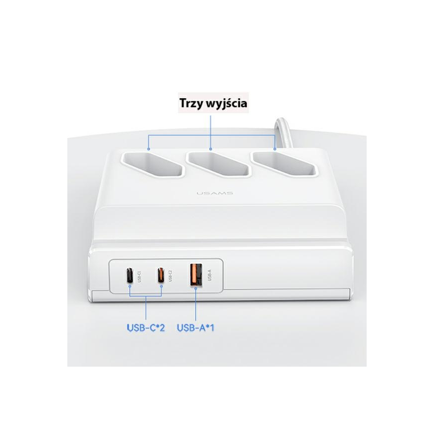 USAMS Listwa zasilająca 65W Super Si Fast Charging USB Extension Socket EU balta|baltas CC160TC01 (US-CC160) – 4