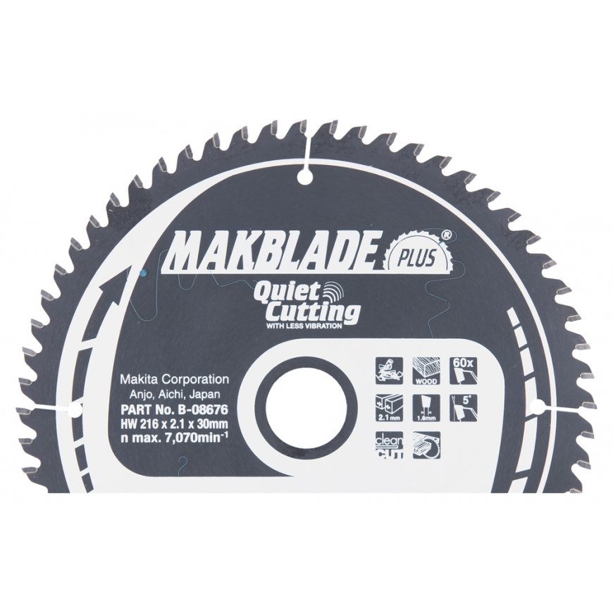 Makita B-08676 T.C.T. pjūklas 216X2.1X30mm 5° T60 MAKBLADE PLUS