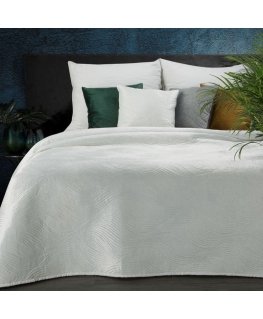 Eurofirany RIA5 Velvet bedspread, quilted with a traditional sewing method with a wavy pattern, 170X210 cm, color: white Bedspre
