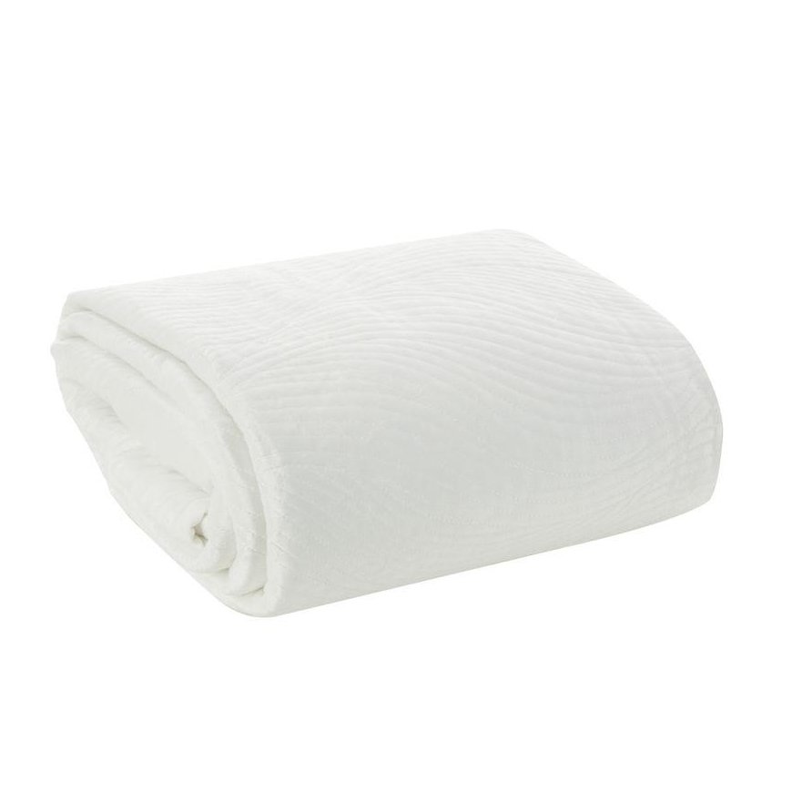Eurofirany RIA5 Velvet bedspread, quilted with a traditional sewing method with a wavy pattern, 170X210 cm, color: white Bedspre – 3