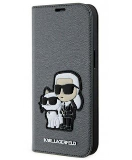 Dėklas Karl Lagerfeld case for iPhone 14 6,1" KLBKP14SSANKCPG sidabrinis BT Saffiano Patch Karl&Choupette NFT