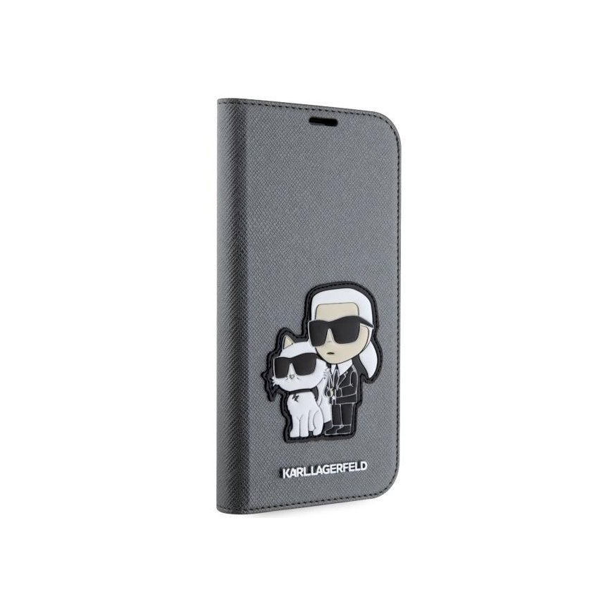 Case Karl Lagerfeld case for iPhone 14 6.1" KLBKP14SSANKCPG silver BT Saffiano Patch Karl&Choupette NFT – 4
