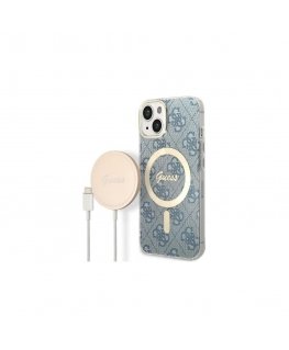Guess set Case + Charger for iPhone 14 Pro Max 6.1" GUBPP14XH4EACSB blue BP Magsafe Case + Charger 4G