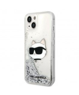 Case Karl Lagerfeld case for iPhone 14 Pro 6.1" KLHCP14LLNCHCS silver hardcase Liquid Glitter NFT Choupette Head