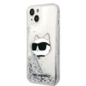 Case Karl Lagerfeld case for iPhone 14 Pro 6.1" KLHCP14LLNCHCS silver hardcase Liquid Glitter NFT Choupette Head