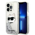 Case Karl Lagerfeld case for iPhone 14 Pro 6.1" KLHCP14LLNCHCS silver hardcase Liquid Glitter NFT Choupette Head