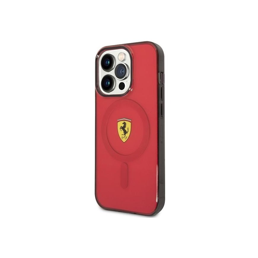 Dėklas Ferrari case for iPhone 14 Pro 6,1" FEHMP14LURKR red hardcase Magsafe Translucent – 2