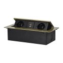 Orno Gniazda meblowe wpuszczane w blat with flat milled edge and charger USB, 2x2P+Z, 2xUSB, mosiądz