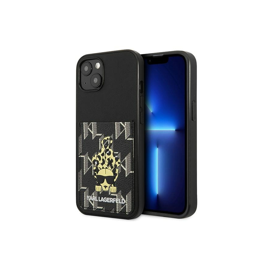 Karl Lagerfeld dėklas iPhone 13 KLHCP13MCANCNK juodas kietas dėklas Monograma su kortelės lizdu – 5
