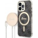 Guess Bundle Pack MagSafe 4G - Rinkinys etui + kroviklis MagSafe iPhone 13 Pro Max (juoda/auksinė)