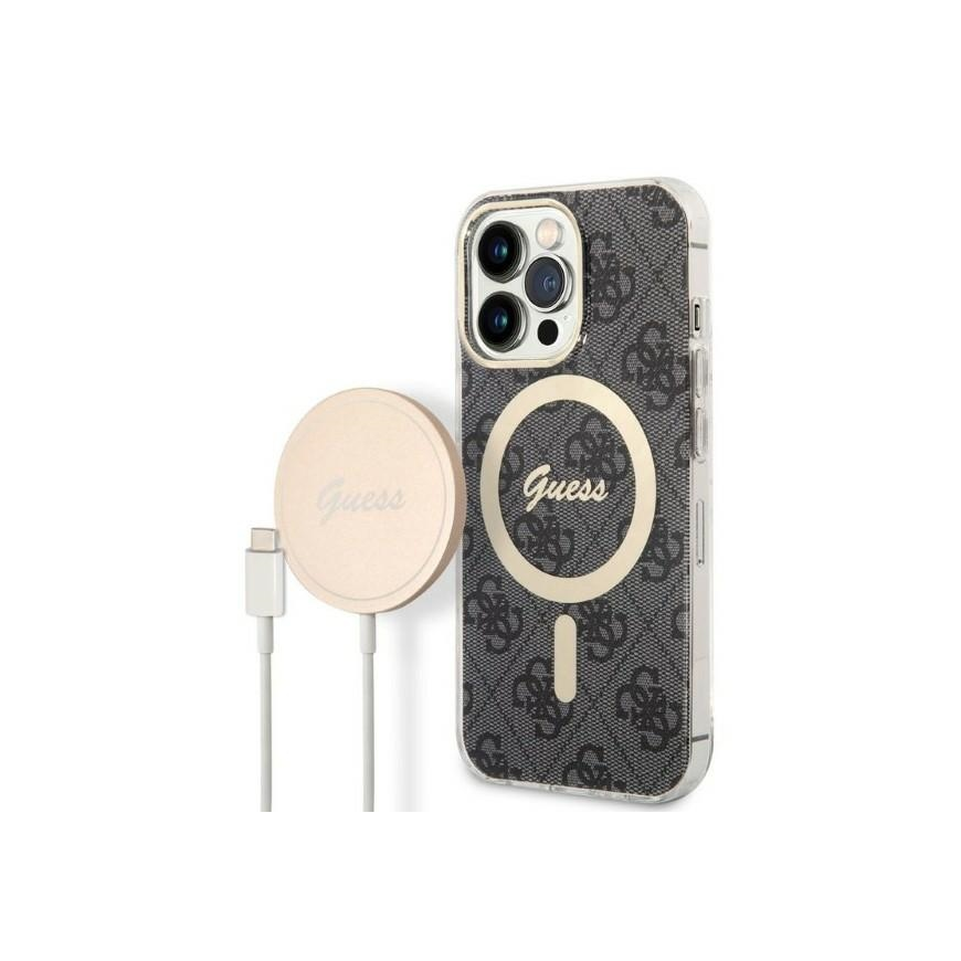 Guess Bundle Pack MagSafe 4G - Set for case + charger MagSafe iPhone 13 Pro Max (black/gold) – 2
