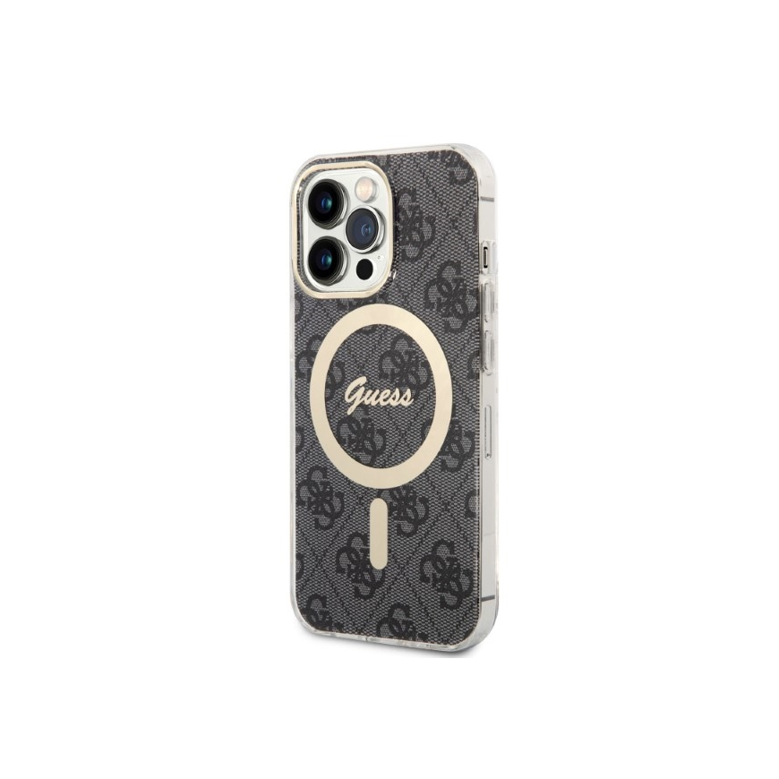 Guess Bundle Pack MagSafe 4G - Rinkinys etui + kroviklis MagSafe iPhone 13 Pro Max (juoda/auksinė) – 3