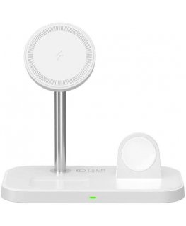 Charger Tech-Protect Wireless charger MagSafe Tech-protect Qi15W A22 3in1 Magnetic Wireless Charger White