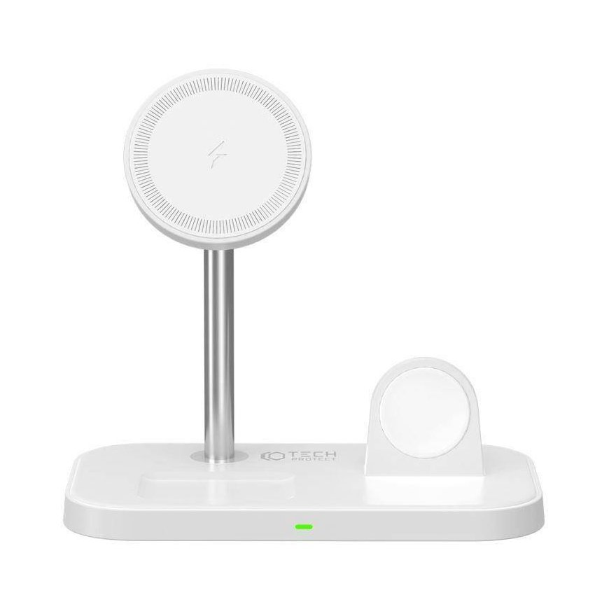 Įkroviklis Tech-Protect Įkroviklis bezprzewodowa MagSafe Tech-protect Qi15W A22 3in1 Magnetic Wireless Charger Baltas
