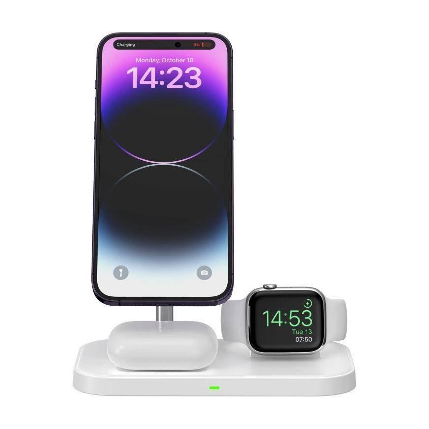 Charger Tech-Protect Wireless charger MagSafe Tech-protect Qi15W A22 3in1 Magnetic Wireless Charger White – 3
