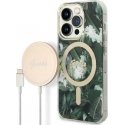 Guess Bundle Pack MagSafe IML Jungle - Set for case + charger MagSafe iPhone 14 Pro (khaki/gold)