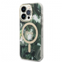 Guess Bundle Pack MagSafe IML Jungle - Rinkinys etui + kroviklis MagSafe iPhone 14 Pro (khaki/auksinė)