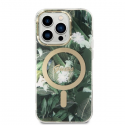Guess Bundle Pack MagSafe IML Jungle - Rinkinys etui + kroviklis MagSafe iPhone 14 Pro (khaki/auksinė)