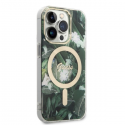 Guess Bundle Pack MagSafe IML Jungle - Rinkinys etui + kroviklis MagSafe iPhone 14 Pro (khaki/auksinė)
