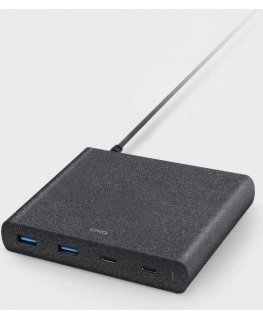 UNIQ HUB Surge Charger 2x USB Quick Charge 3.0 + 2x USB-C PD 3.0 90W black