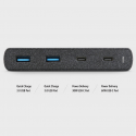 UNIQ HUB Surge Charger 2x USB Quick Charge 3.0 + 2x USB-C PD 3.0 90W juoda