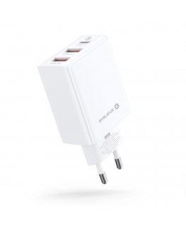 Evelatus Travel Charger EU Wall 3 Ports 32W USB-C / USB-A2 ETC06 White