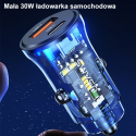 Charger Usams Charger samochodowa USAMS C32 1xUSB+1xUSB-C 30W Fast Charge blue/blue (US-CC164)