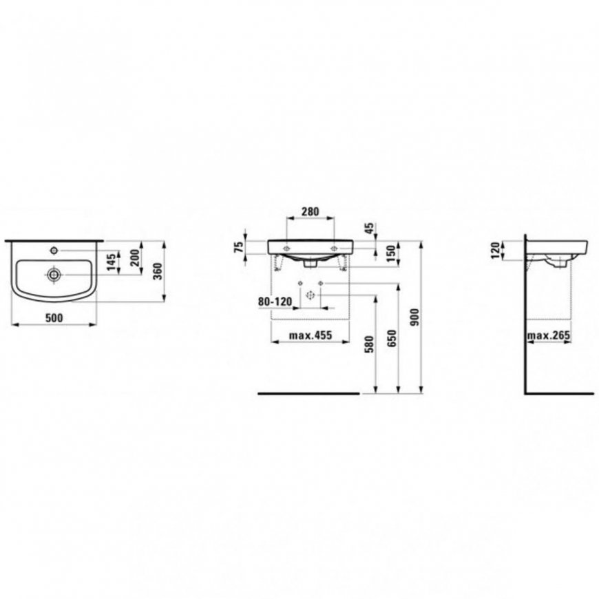 Laufen Pro Nordic washbasin 60x42cm with faucet opening, white – 2