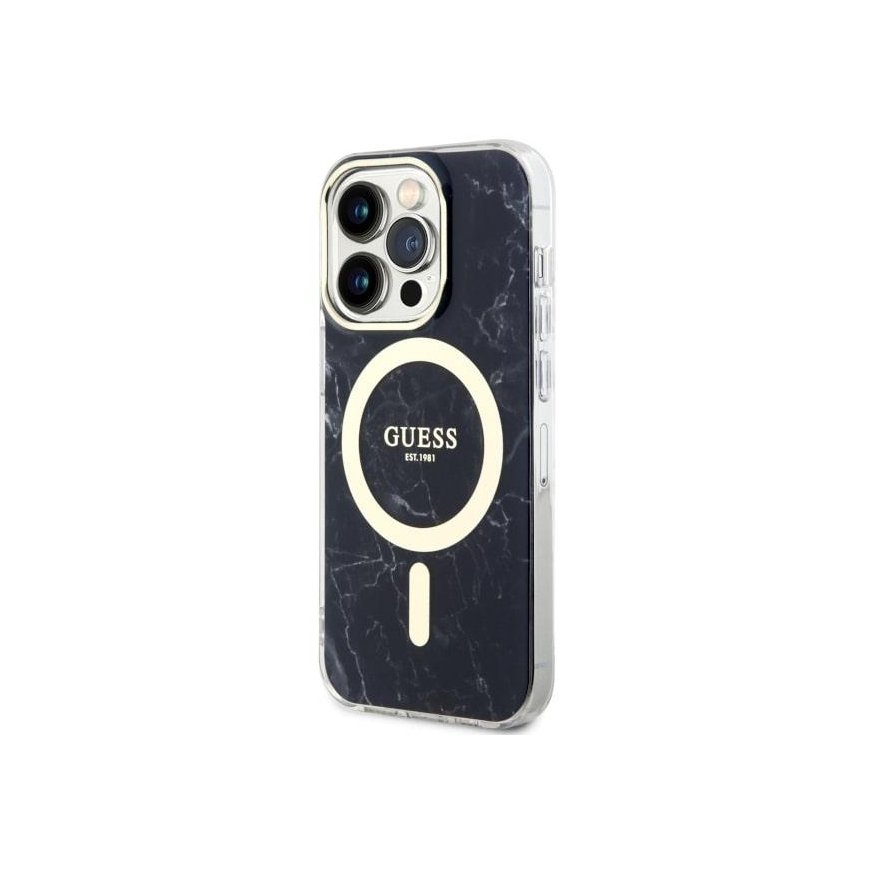 Guess case for iPhone 14 Pro 6,1" GUHMP14LPCUMAK juodas hardcase Magsafe IML Marble – 2