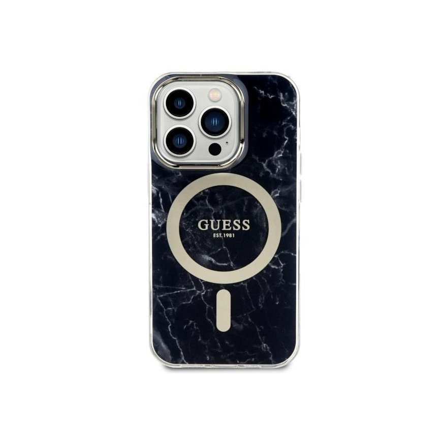 Guess case for iPhone 14 Pro 6,1" GUHMP14LPCUMAK juodas hardcase Magsafe IML Marble – 3