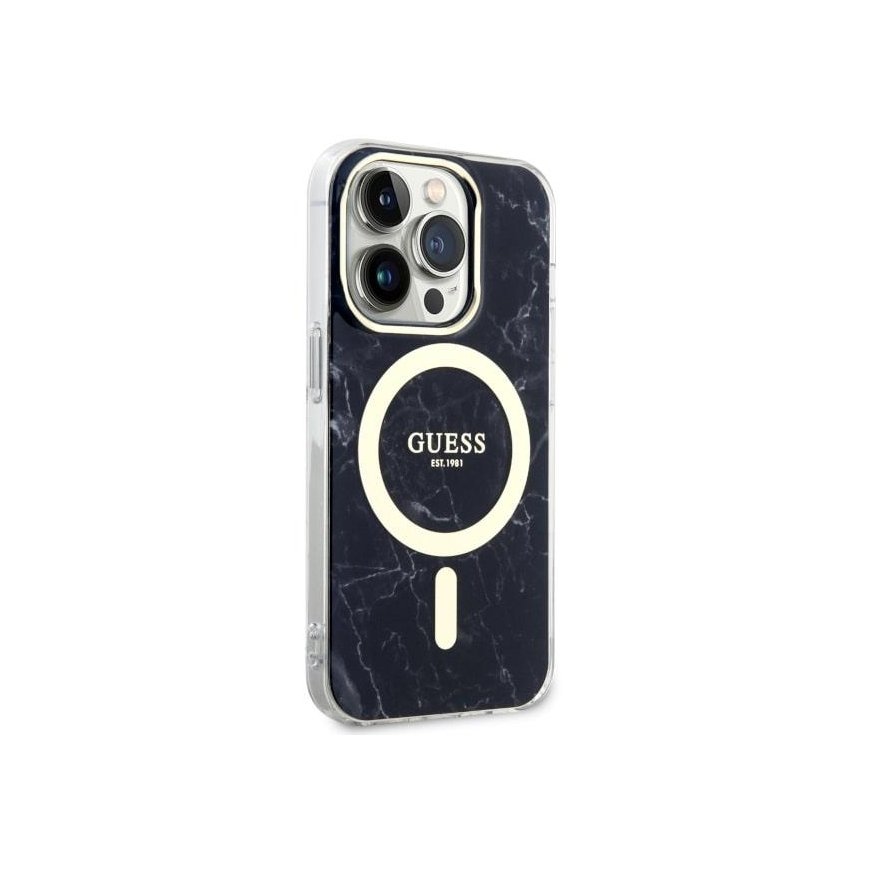 Guess case for iPhone 14 Pro 6,1" GUHMP14LPCUMAK juodas hardcase Magsafe IML Marble – 4