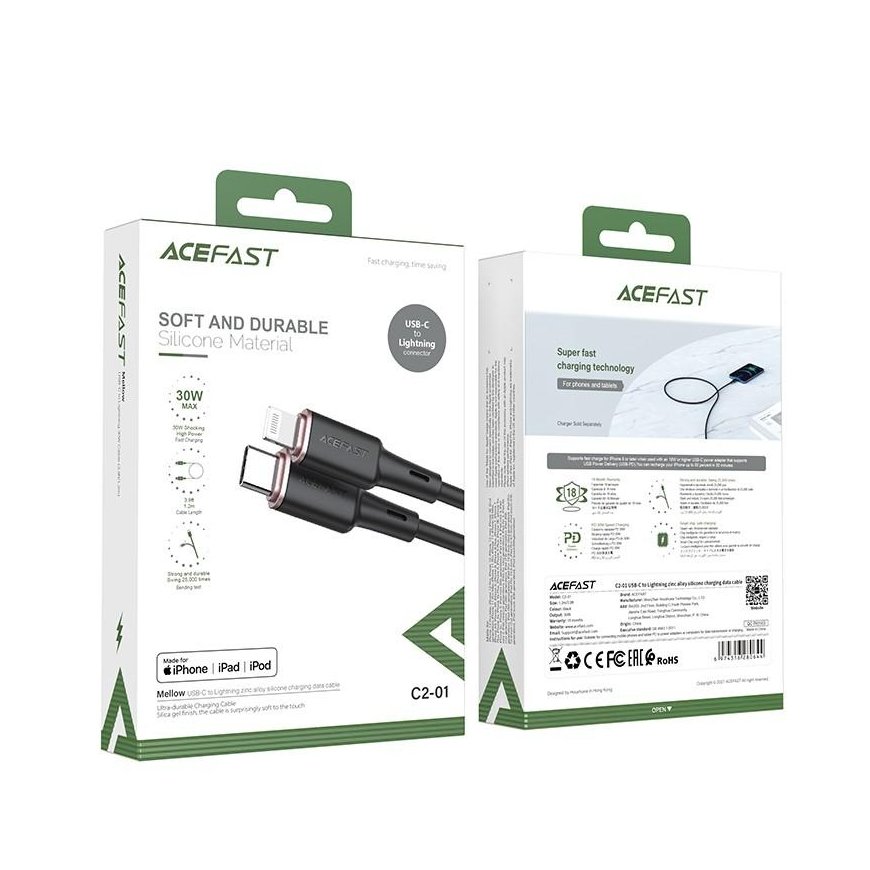 USB cable Acefast C2-01 MFi PD30W USB-C to Lightning 1.2m black – 4