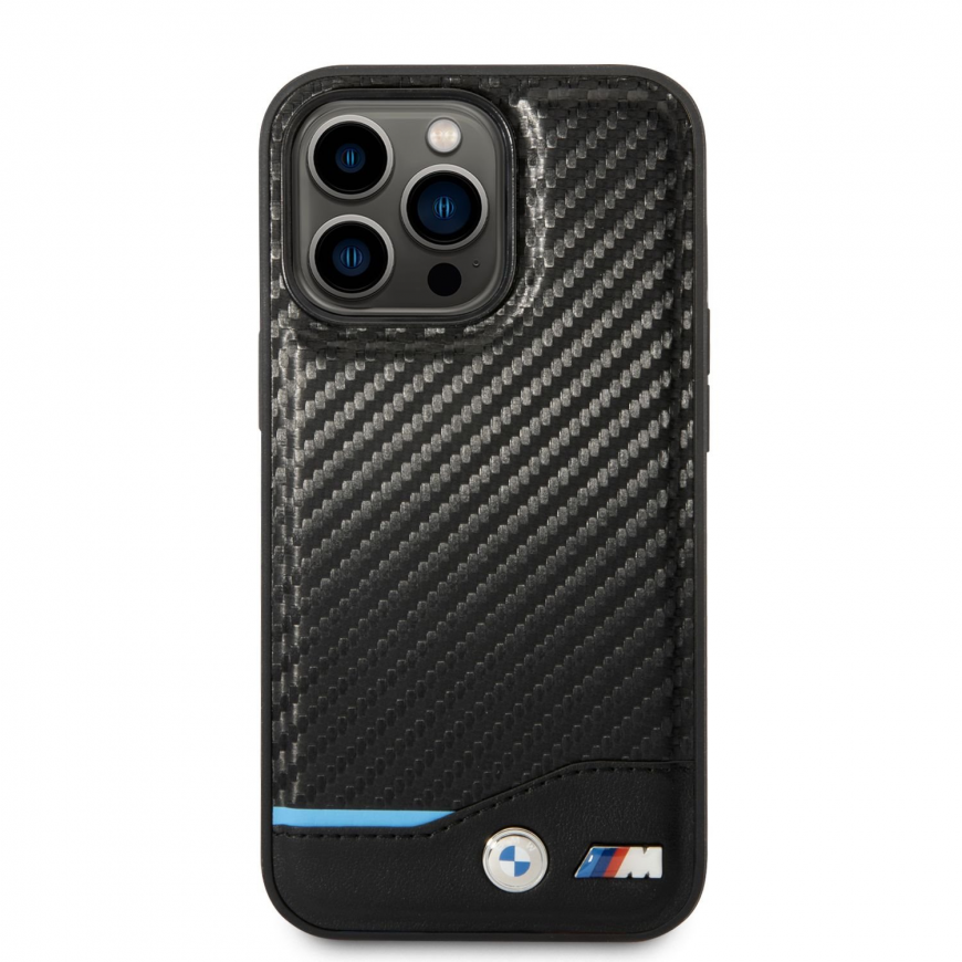Case BMW BMHCP14L22NBCK iPhone 14 Pro 6.1 "juodas / juodas Leather Carbon – 4