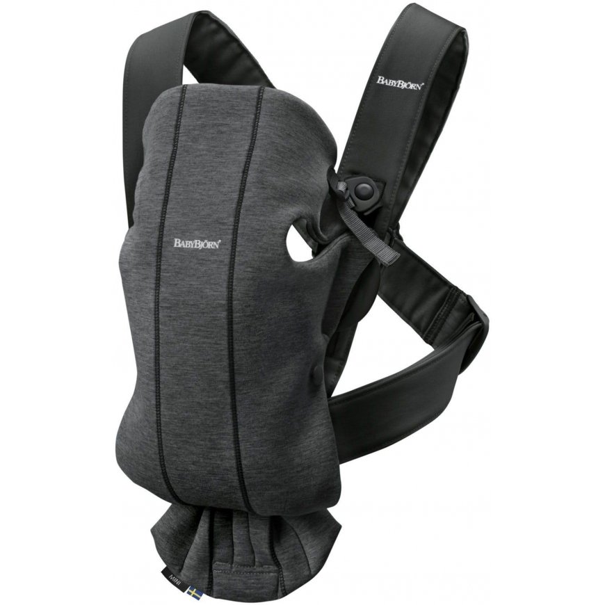 BabyBjorn Baby Carrier Mini 3D Jersey - a small carrier for a newborn | Gray black – 2