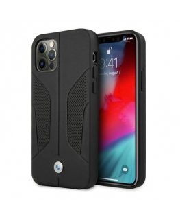 Case BMW BMHCP12LRSCSK iPhone 12 Pro Max 6.7" black/black hard case, leather perforated sides
