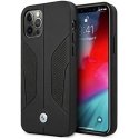 Dėklas BMW BMHCP12LRSCSK iPhone 12 Pro Max 6,7" juoda/juodas kietas dėklas, odiniai perforuoti šonai Dėklas BMW BMHCP12LRSCSK iPhone 12 Pro Max 6,7" juoda/juodas kietas dėklas, odiniai perforuoti šonai