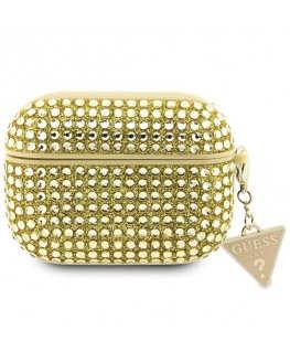 Guess Etui do AirPods Pro 2 GUAP2HDGTPD Golden Rhinestone Triangle Charm