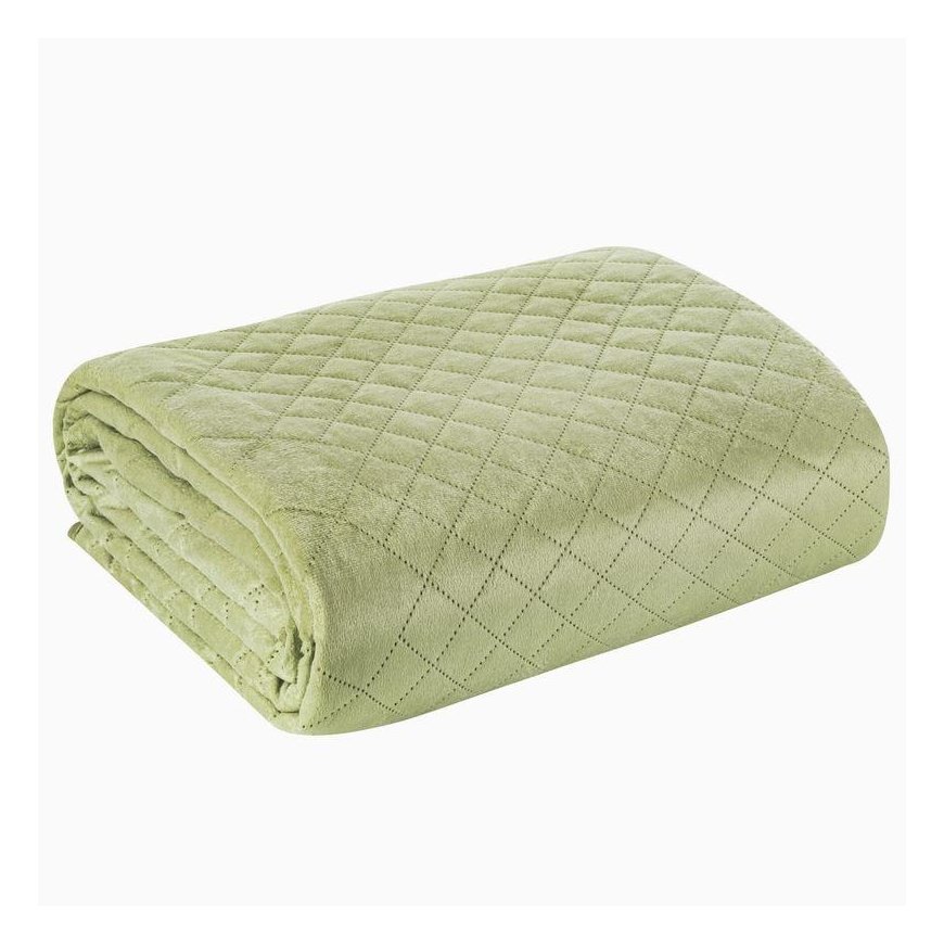 Eurofirany DESIGN 91 LUIZ / 3 Velvet bedspread, quilted by hot pressing with a geometric pattern, 170X210 cm, color: light green – 2