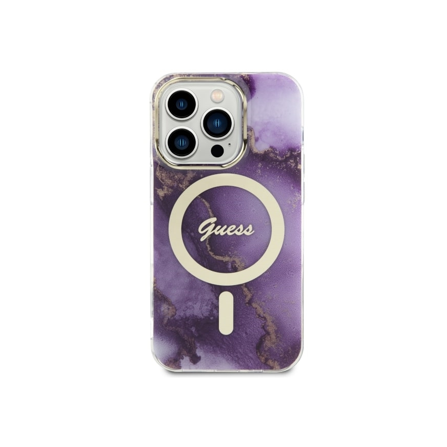 Case Guess GUHMP14LHTMRSU iPhone 14 Pro 6.1" purple hardcase Golden Marble MagSafe – 3