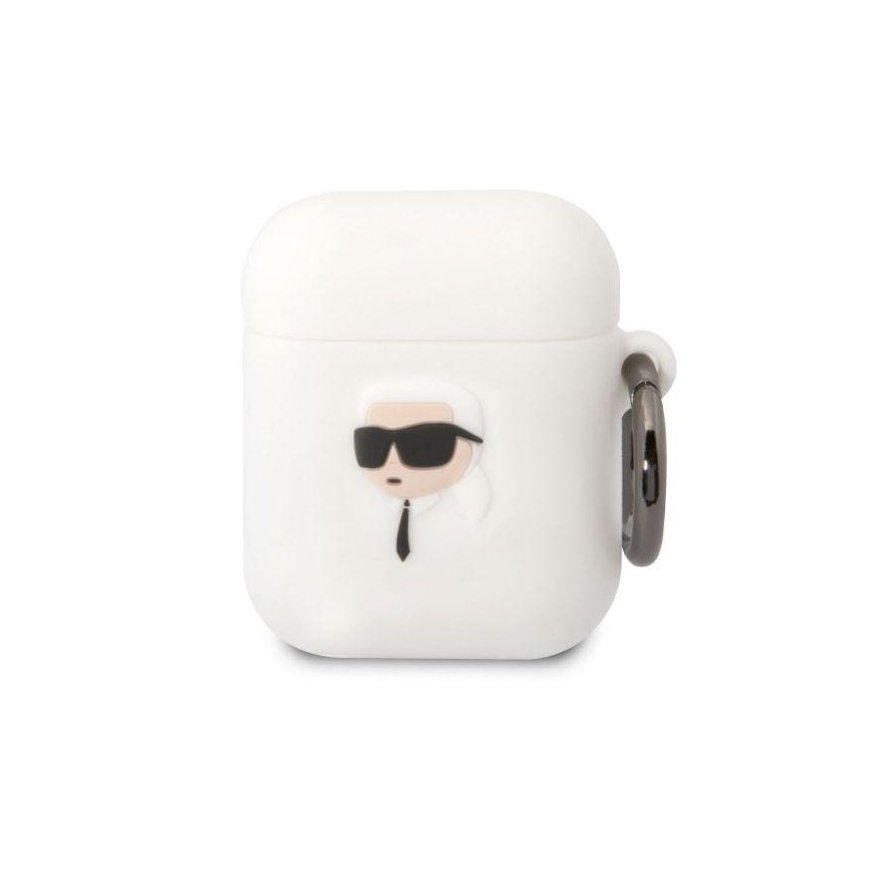 Karl Lagerfeld Cover for headphones Karl Lagerfeld do AirPods 1/2 cover white/white silicone Karl Head 3D