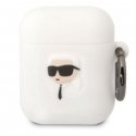 Karl Lagerfeld Dėklas ochronne na ausinės Karl Lagerfeld do AirPods 1/2 cover balta/baltas silikoninis Karl Head 3D
