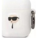 Karl Lagerfeld Dėklas ochronne na ausinės Karl Lagerfeld do AirPods 1/2 cover balta/baltas silikoninis Karl Head 3D