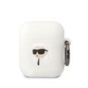 Karl Lagerfeld Dėklas ochronne na ausinės Karl Lagerfeld do AirPods 1/2 cover balta/baltas silikoninis Karl Head 3D