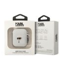 Karl Lagerfeld Dėklas ochronne na ausinės Karl Lagerfeld do AirPods 1/2 cover balta/baltas silikoninis Karl Head 3D