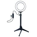 Puluz LED ring lamp 12cm, with tripod table stand up to 24.5cm, USB