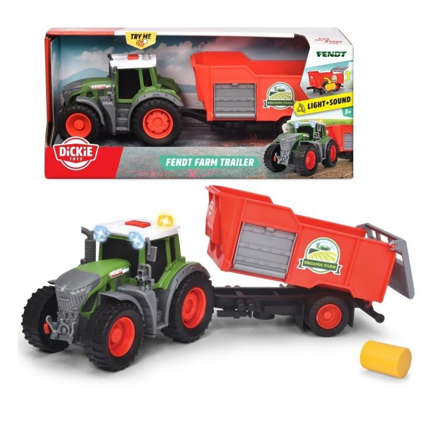 DICKIE Farm Fendt tractor with 26 cm hay bale trailer