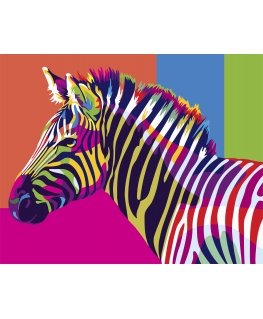 Beldizart Wizardi paint by number kit. Rainbow zebra 40x50 cm T077