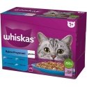 WHISKAS želee kotikesed, maitsed: valge kala, tursk, lõhe, tuunikala - kassi märgtoit - 12x85g